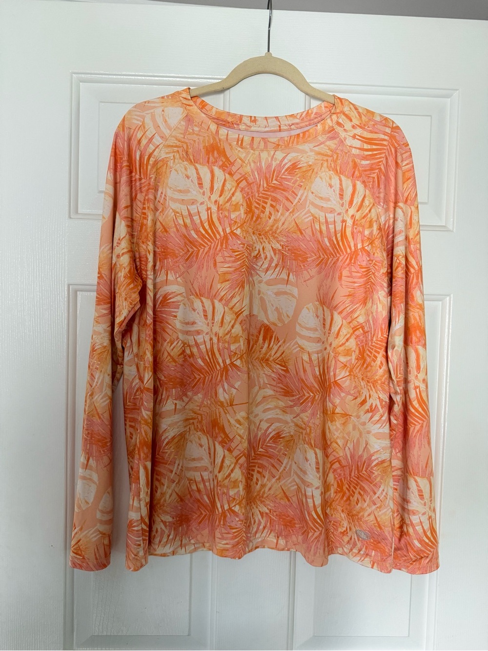 Reel Legends Orange and white Tropical-Print Long Sleeve Tee